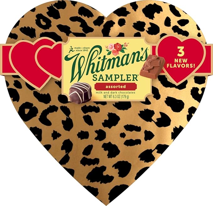 Russell Stover Whitman's Assorted Chocolate Cheetah Heart Box 6.3 Ounce