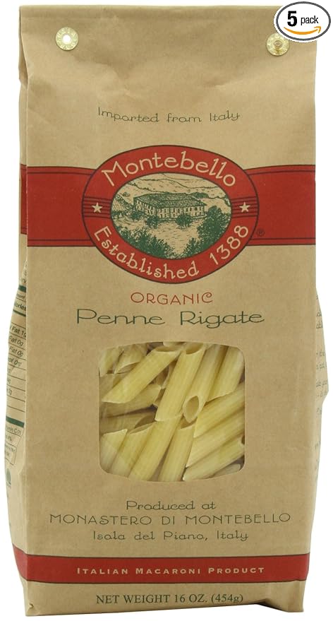 Montebello Organic Penne Rigate 16 Ounce 5 Count