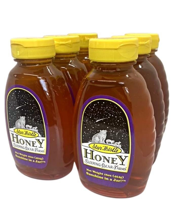 Star Thistle Honey 16oz. Bottle - Bulk Case of 12 Unpasteurized Unblended No Additives Pure Michigan Honey