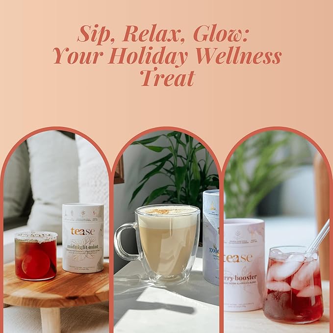Tease Tea Herbal Tea Set - Seasonal Gift with Elderberry Peppermint and Rooibos Gifts for Tea Lovers Organic Drink Set