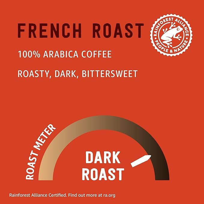Amazon Brand - Happy Belly French Roast Compostable Coffee Pods (Dark Roast) Compatible with K-Cup Brewer 96 Count