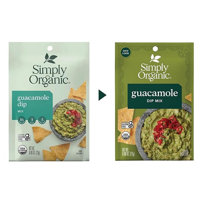 Simply Organic Guacamole Sauce Mix 4 Ounce Pouch Just Add Avocados for Zesty Robust and Creamy Guacamole (Pack of 6)