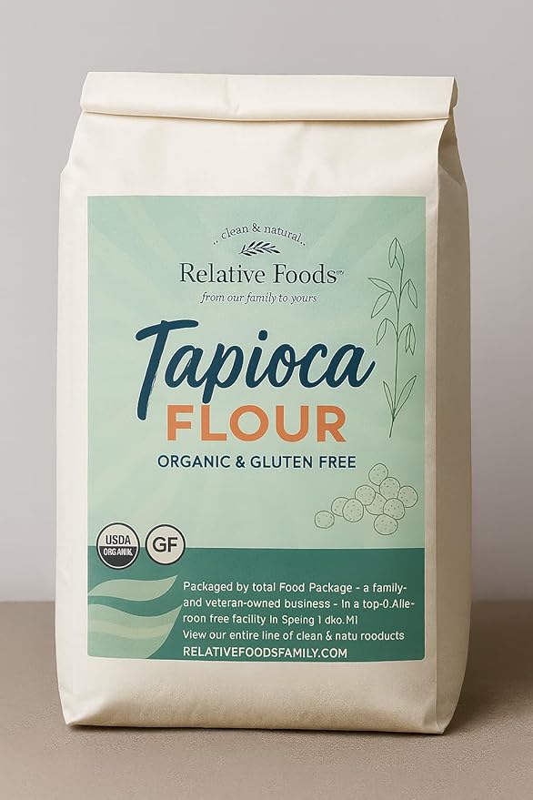 Organic Tapioca Flour - Natural Food Thickener for Soups Sauces &amp Pies - Non-GMO Vegan Allergan &amp Gluten Free Tapioca Flour for Baking - Substitute Tapioca Powder for Corn Starch - 25lbs