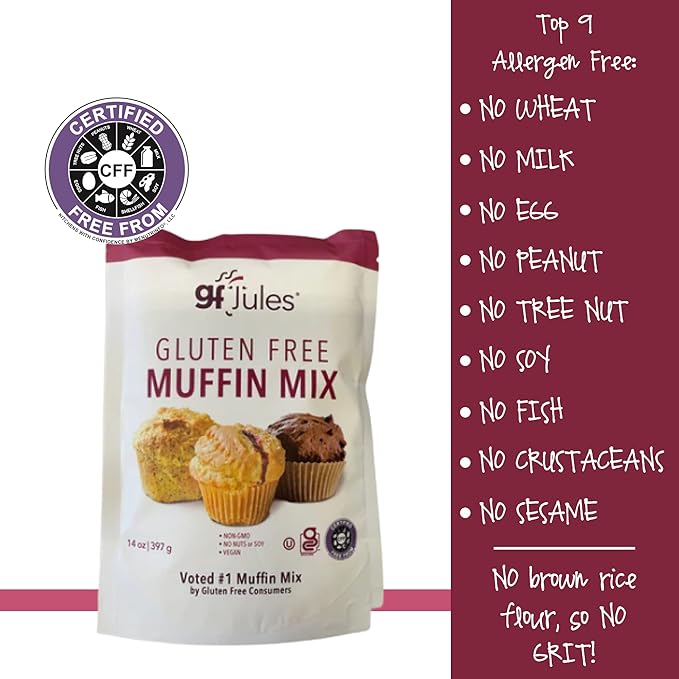 gfJules Certified Gluten Muffin Mix and Cornbread Mix | No Grit Non-GMO Vegan &amp Kosher | Voted #1 by Gluten Free &amp Celiac Consumers
