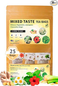 TeaDreamTea Tea Bag Sampler | 25 Bleach-Free Tea Bags | Caffeine Free | Dried Hibiscus Flowers | Ginger Lemongrass Chamomile &amp Peppermint Tea Bags