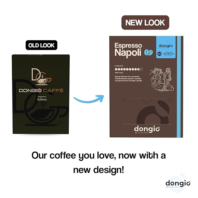 Dongiò Caffè Dark Roast Variety Pack – 100 Easy Serving Espresso Pods (ESE 44mm) – Napoli &amp Venezia – Roasted and Blended In Italy