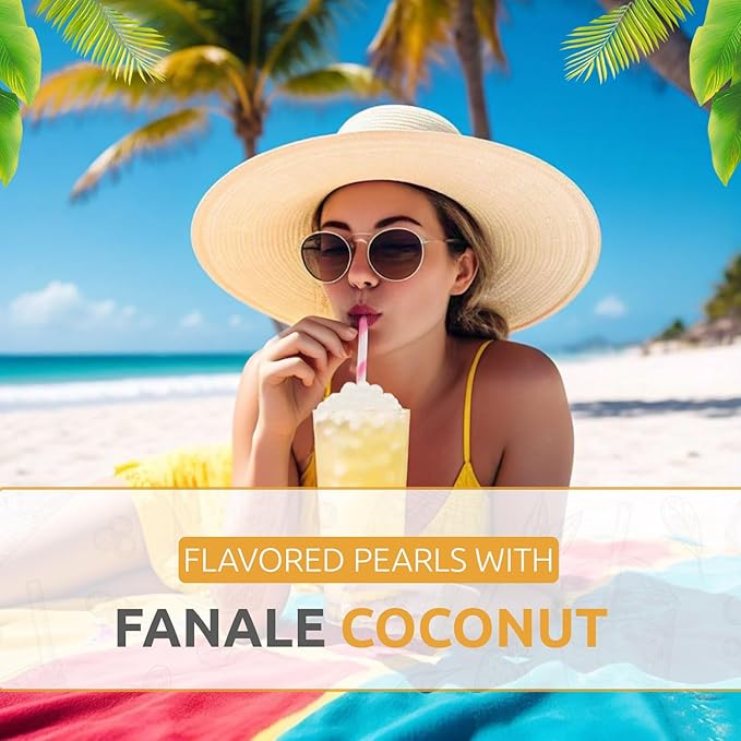Fanale Popping Boba Pearls for Bubble Tea - 7 lb | Coconut Flavor | Bursting Boba Pearls Bubble | Fruit Juice Flavor for Shakes Dessert Smoothie
