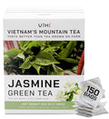 VIXI Jasmine Green Tea Bags 150 Counts Vietnam's Mountain Tea Flavored Aroma Tagless Sugar Free 100% Natural from Ancient Tea Tree for Hot and Cold Brew