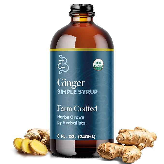 Bluestem Botanicals Organic Ginger Simple Syrup 8 oz Cocktail and Mocktail Mixer for Drinks Non-Alcoholic