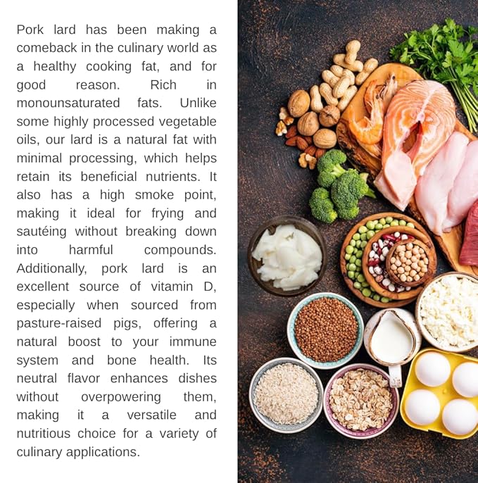 4 LBS Fully Rendered Pork Lard-Ready to Eat-All Purpose-Keto-Paleo Friendly