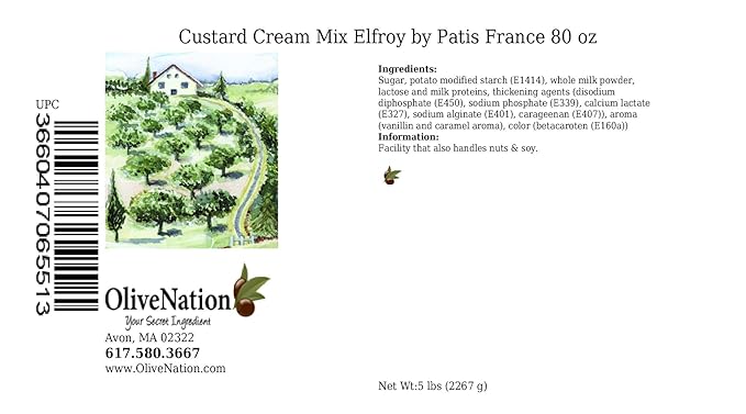 Patis France Elfroy Cream Mix Patis France Elfroy Custard Cream Mix from OliveNation Creamy Filling for Desserts Tarts Pies Souffles - 80 ounces