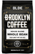 BROOKLYN COFFEE Whole Bean House Blend Medium Roast (5lb) Balanced Breakfast Classic - Fresh Bulk Coffee Beans Roasted Weekly in NYC