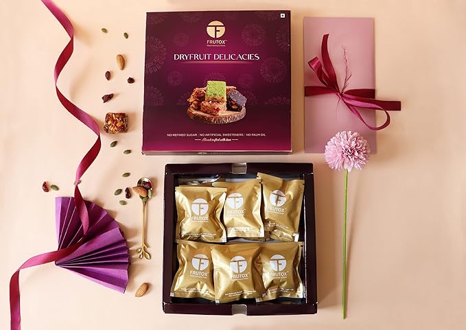 FRUTOX Dry Fruit Bites | Assorted Box : 2 Flavours (Rose Cashew Cranberry Almond) Pack of 16 pcs | Sugar free Tasty &amp Healthy Kids Friendly Rich in Protein