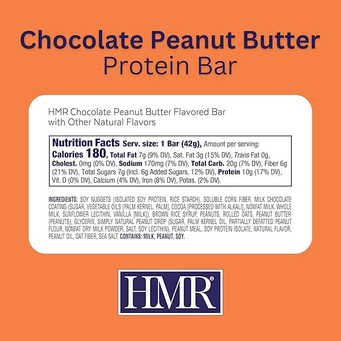 HMR® Protein Bars 24 Count – Double Chocolate Chip &amp Chocolate Peanut Butter | High-Protein Low-Calorie Snack or Dessert | 10g Protein per Bar | Supports Weight Maintenance &amp Healthy Lifestyl