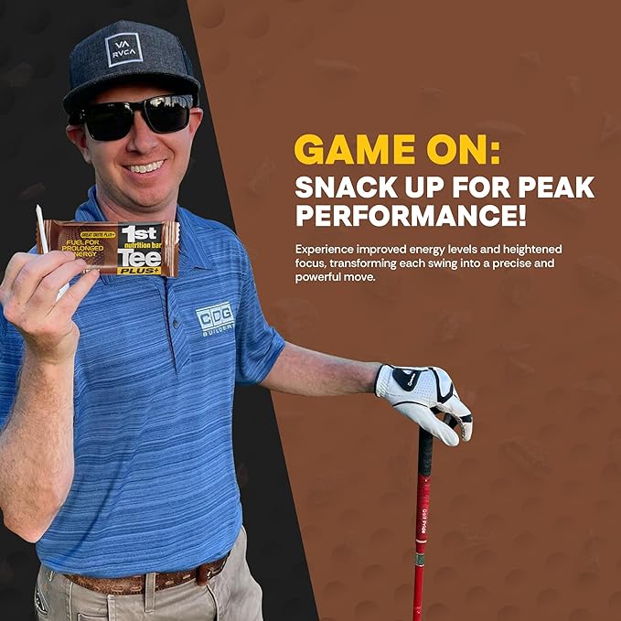 1st Tee Plus+ Chocolate Peanut Bars Great Snack bar to Keep you Cool &amp Focused when Playing your Favorite Sport | Healthy Snacks Golf Nutrition Bar 25.32-Ounce box (12 count)
