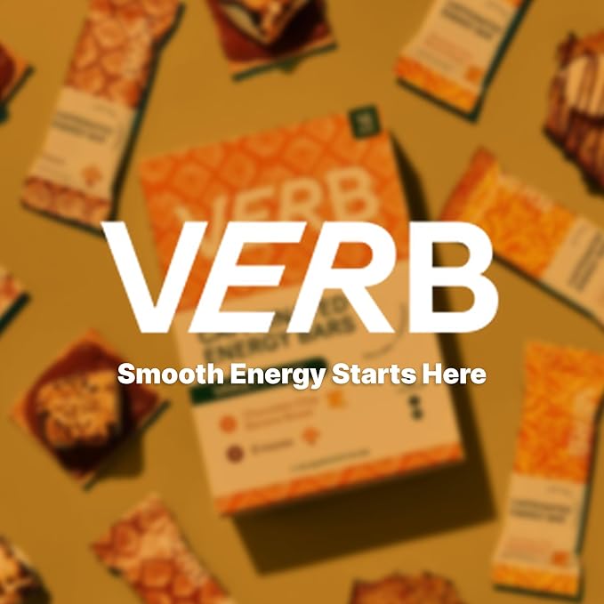 Verb Caffeinated Energy Bars Variety Pack - 2 Delicious Flavors (26g Pack of 16) 110-Calorie Delicious Low Sugar Energy Bar Vegan &amp Gluten Free On-the Go Snack with 80mg Green Tea Caffeine