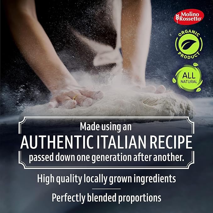 Molino Rossetto Organic Pizza Dough Mix with Active Dry Yeast - Healthy Pizza Crust or Bread Dough Vegan Organic Flour Blend for Homemade Italian Crust - 17.6 oz (500 g) - (Pack of 4)
