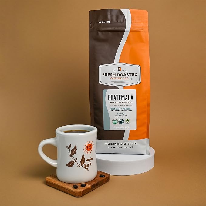 Fresh Roasted Coffee Organic Guatemala | Single Origin USDA Organic Mold &amp Myco 3rd Party Tested Kosher | Medium Roast 2 lb (32 oz) Whole Bean
