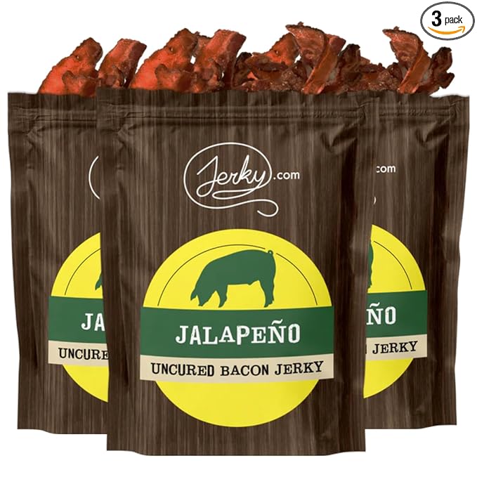 Jalapeno Bacon Jerky - 3 PACK - Made with REAL Bacon and Spicy Jalapenos - World Famous Small Batch Jerky - 5.25 oz. total