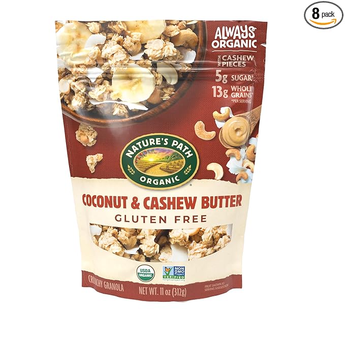 Nature's Path Organic Coconut &amp Cashew Butter Granola 11 oz (Pack of 8) Gluten Free Non-GMO