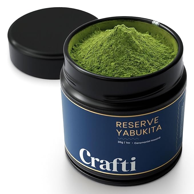 Crafti Ceremonial Grade Matcha Powder | 100% First Harvest | Single Cultivar | Yabukita | Unsweetened Authentic Japanese Matcha Green Tea Powder from Yame Fukuoka (30g / 1.06oz)