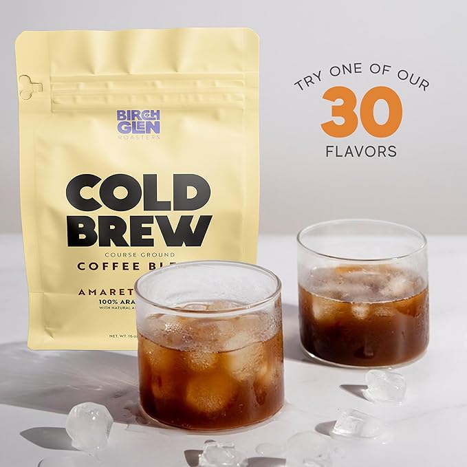 Birch Glen Roasters Cold Brew Coffee | Flavored Coarse Ground Coffee | Medium Roast | Artisanal Roasting | 100% Arabica |1 LB Bag | White Chocolate Mousse