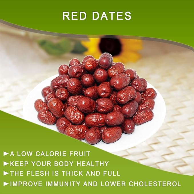 4 Pound DABC OAK LAND Premium Jujube Red Dates 100% Natural Red Date (Hong Zao) High Vitamins High Nutrition Health Snack Selected Dried Fruit Big &amp Delicious Packed in USA 特级红枣 1LB/ 4 Bags
