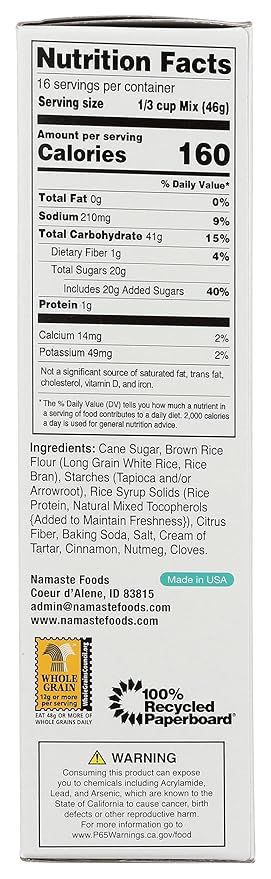 Namaste Foods Gluten Free Spice Cake Mix Allergen-Free26 Oz (Pack of 6)