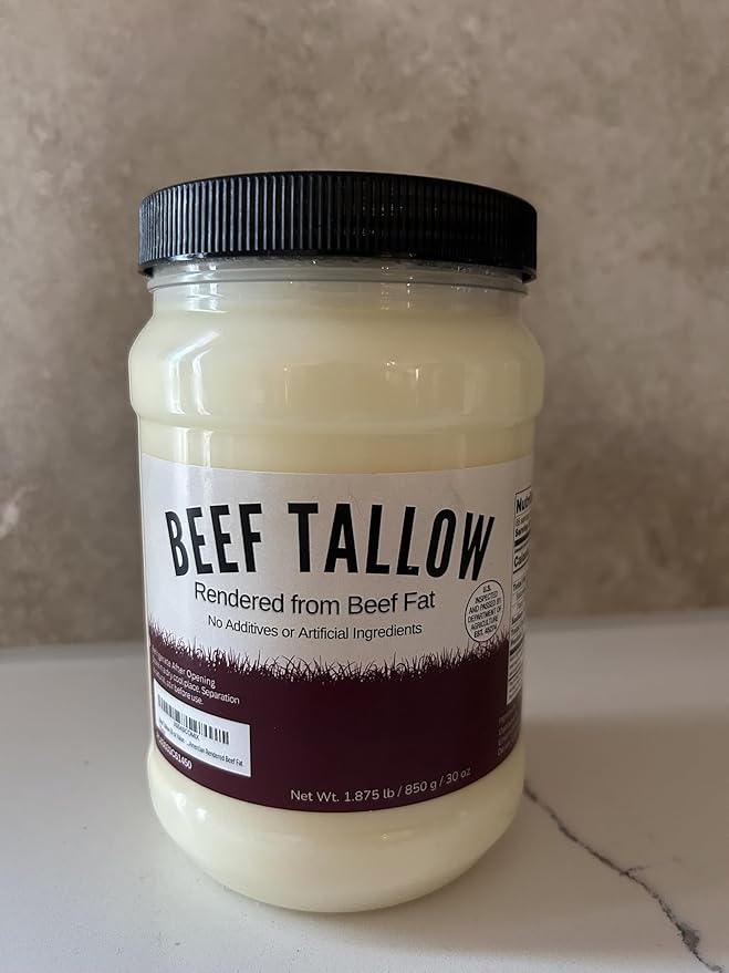 Beef Tallow 30 oz Value - 100% Rendered Beef Fat Shelf Stable Fits in Fridge and Pantry