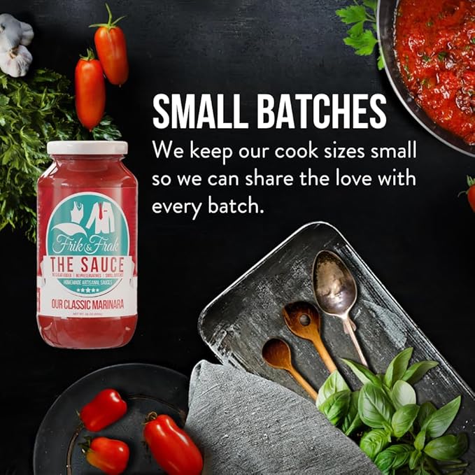 Classic Marinara Pasta Sauce by Frik &amp Frak 6-Pack No Sugar Added No Preservatives Gluten Free 36 Month Shelf Life Artisan Small Batch Crafted Pasta Sauces 24 Oz Jars