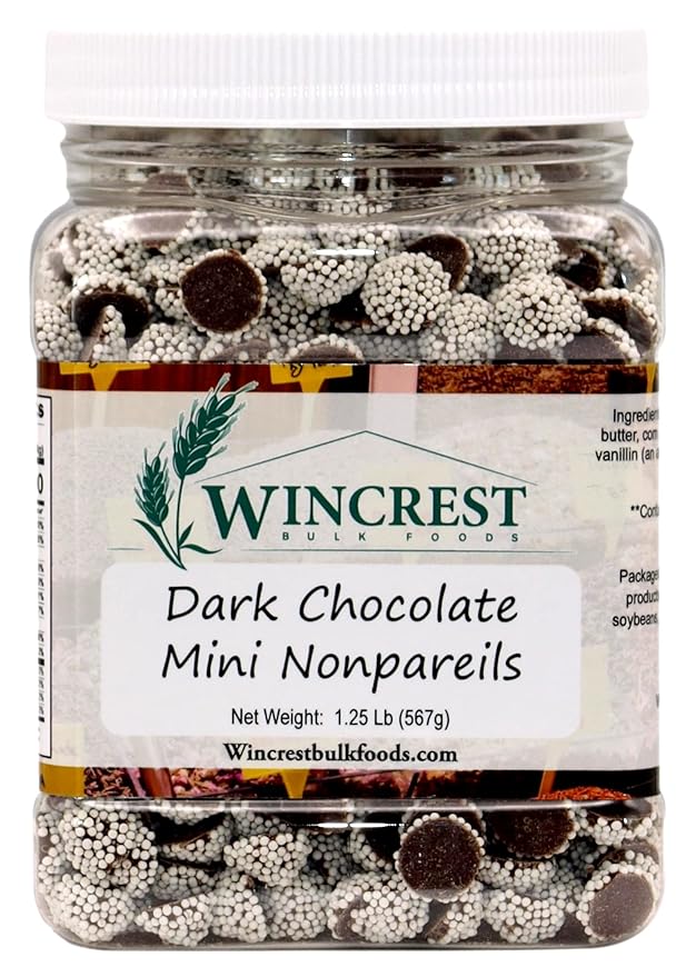 Chocolate Nonpareils - 1.25 Lb (20 Oz) Tub (Mini Dark Nonpareils)