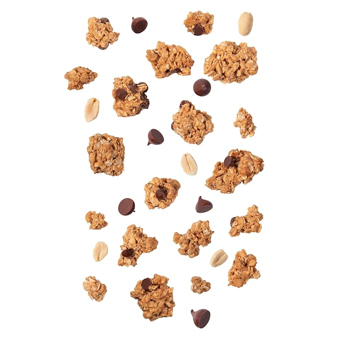 Grandy Organics Peanut Butter &amp Dark Chocolate Granola - 6g Protein Snackable Granola Clusters - Whole Grain Gluten Free Non-GMO Certified Organic Healthy Snacks - Pack of 3