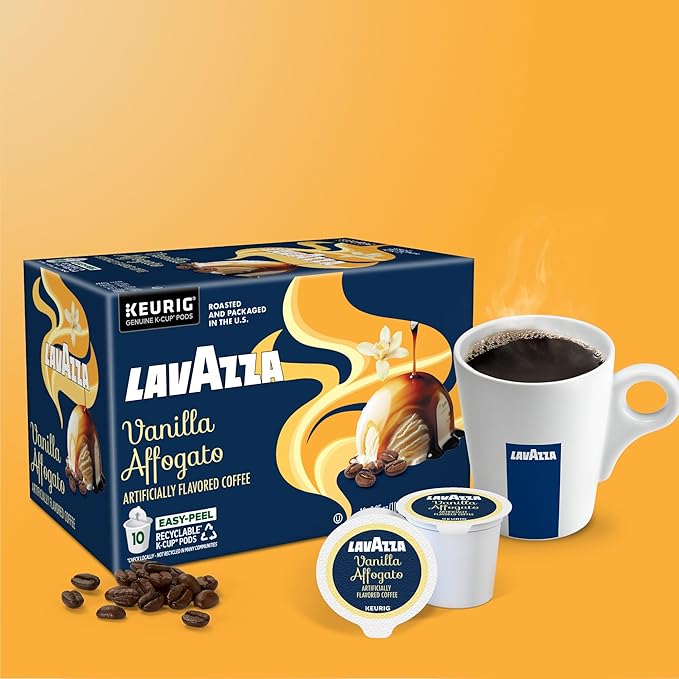 Lavazza Vanilla Affogato Coffee Single Serve Keurig K-Cup Pods Flavored Coffee 60-Count Box (6 Packs of 10)