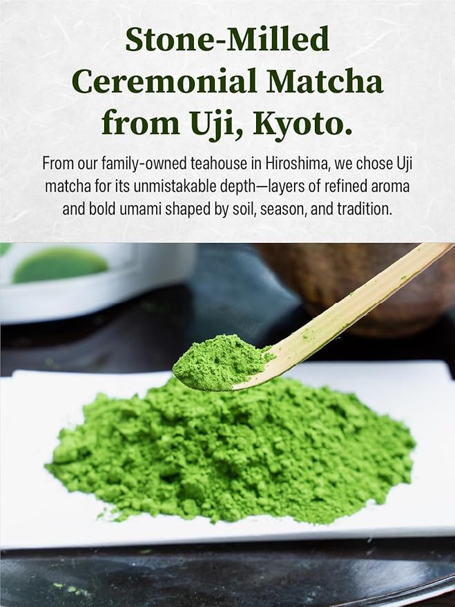 TAGASHIRA CHAHO Saga no Mukashi Uji Matcha Green Tea Powder (30g/1.06oz) - Hand-picked First Harvest Stone Milled Authentic Ceremonial Grade 100% Product of Japan
