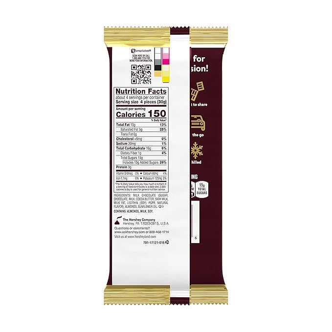 HERSHEY'S Milk Chocolate with Almonds XL Candy Bars 4.25 oz (12 Count 16 Pieces)