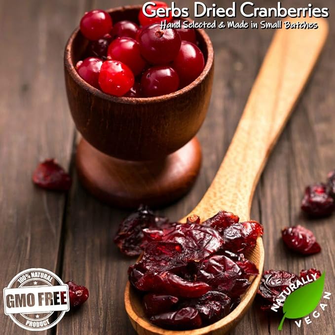 Gerbs Dried Sweetened Cranberries 2 lbs. | Unsulfured No Artificial Additives Resealable Bag | Naturally Tart &amp Juicy | Top 14 Allergen-Free