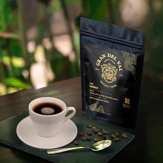 Gran Del Val Panama Geisha Coffee – 2.2 oz Whole Bean – Great for Sampling Washed Light Roast from Boquete Highlands – Notes of Jasmine Citrus Floral &amp Sweet Caramel