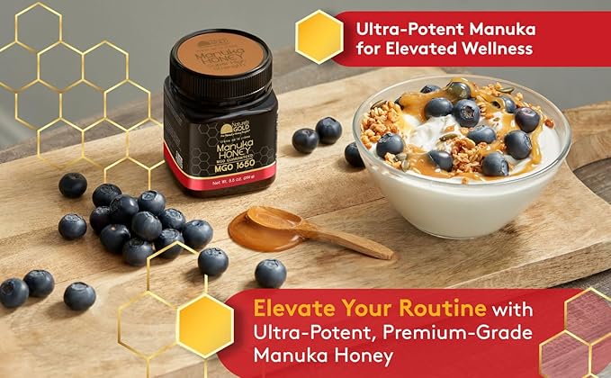 Nature’s Gold Manuka Honey MGO 1650+ Gift Set with Wooden Spoon | 8.8oz (250g) 100% Pure Genuine Traceable Hive to Home