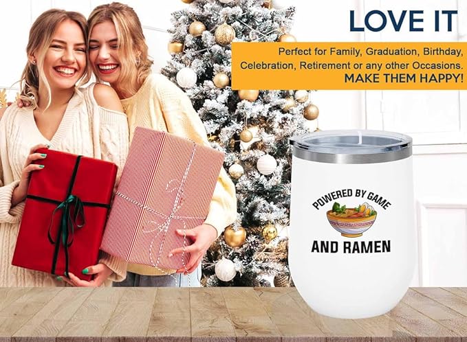 Ramen Lover White Edition Wine Tumbler 12oz - Powered by game - Food Lovers chicken pumpkin vegan pantry spicy noodles