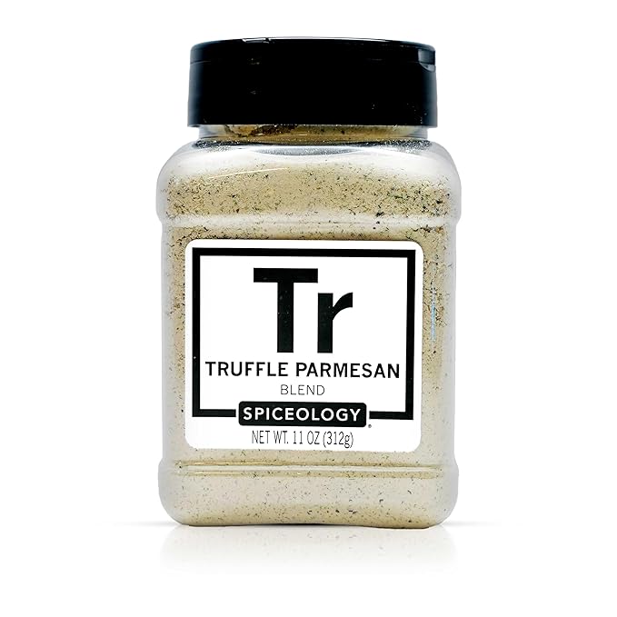 Spiceology – Truffle Parmesan Salt &amp Seasoning – Gourmet Blend of Black Truffle Parmesan Cheese Garlic &amp Herbs – Ideal for Fries Popcorn Potatoes Pasta &amp More – 11 oz