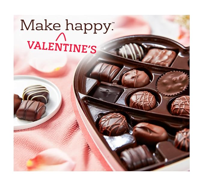 Russell Stover Valentine's Day Red Foil Heart - Pack of 2 - Assorted Milk and Dark Chocolate - 17 Pieces Per Box - Great For Sharing with Friends and Family