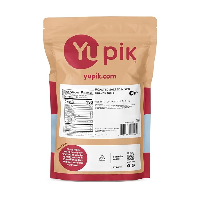 Yupik Deluxe Roasted Salted Nut Mix 2.2 lb (35.2 oz) Vegan Gluten Free Cholesterol Free A Blend of Cashews Brazil Nuts Hazelnuts &amp Pecans Healthy Snacks