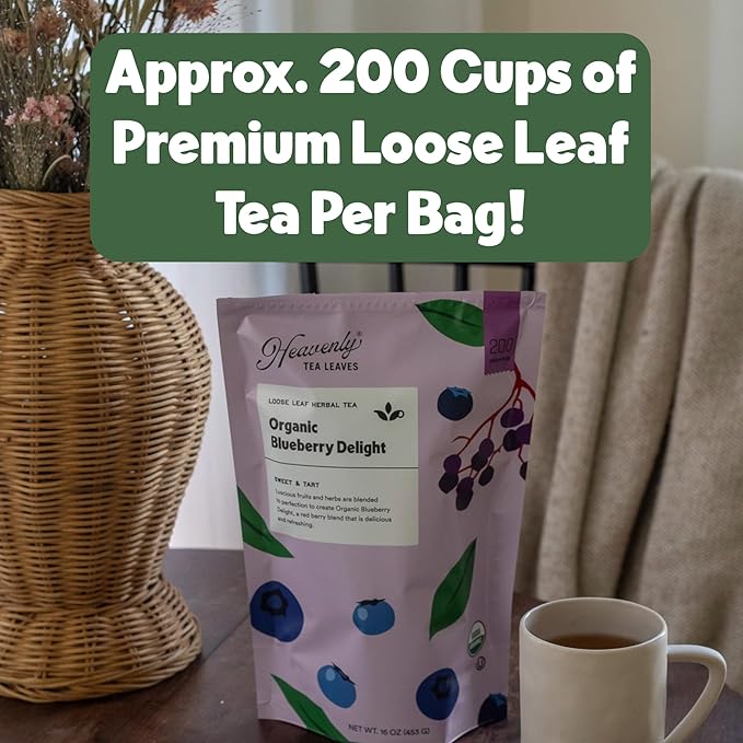Heavenly Tea Leaves Organic Ginger Jazz Bulk Loose Leaf Tea and Herb Blend 1 Lb. (Approx. 200 Servings) - Delicious Hot or Iced Blend of Licorice Cinnamon Rosemary Soothing Herbal Tisane