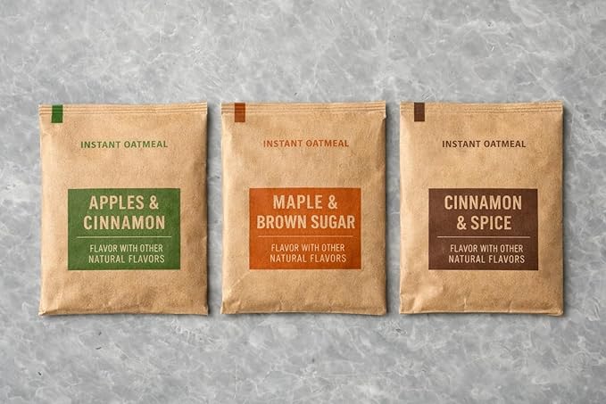 Instant Oatmeal Variety Pack 52 Packets Apples &amp Cinnamon Maple &amp Brown Sugar &amp Cinnamon &amp Spice Whole Grain Breakfast Oats
