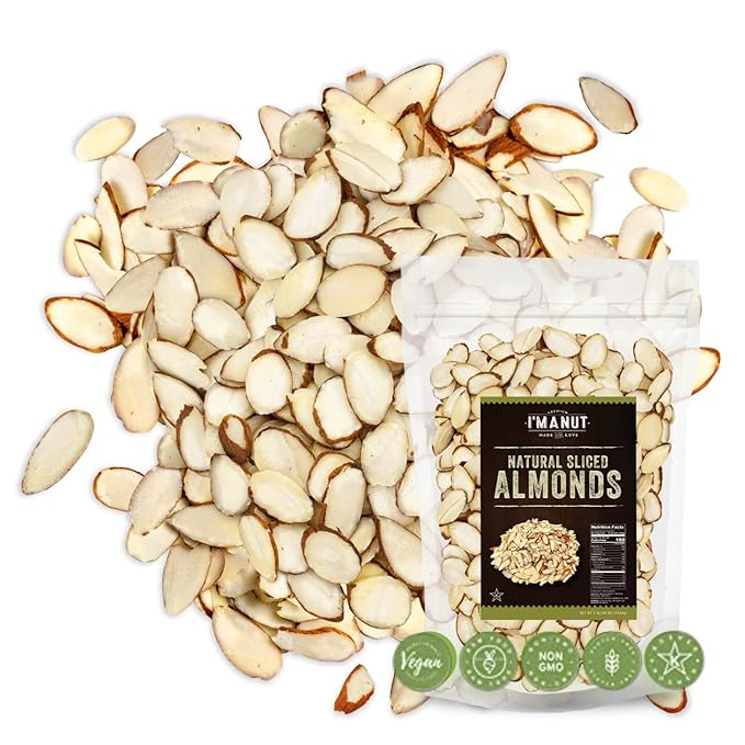 Premium Raw Unsalted Sliced Almonds 64oz (4 lb) | Superior Gourmet Quality | Batch Tested Gluten &amp Peanut Free | Non-GMO | No PPO | Unblanched for Maximum Nutrition &amp Flavor