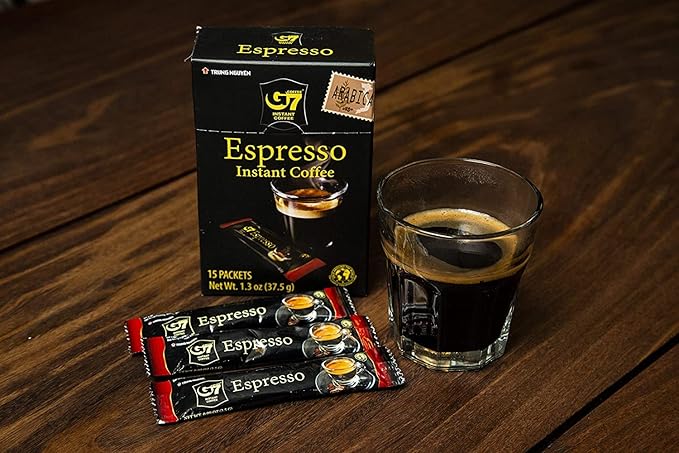 Trung Nguyen — G7 Instant Coffee — Espresso — Strong and Bold — Instant Vietnamese Coffee (15 Packets/Box 4-Pack)