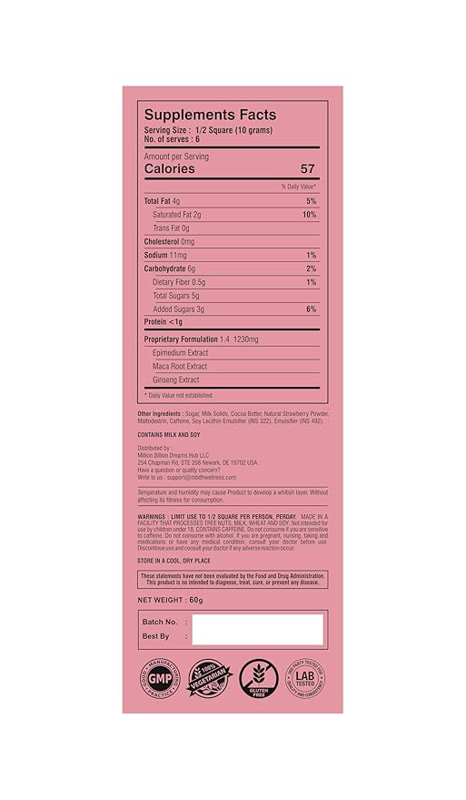 Ignite Chocolate Bars - Premium Strawberry flavor Chocolate Squares for Couples - 60% Cocoa Vegetarian - Crafted with Selected Ingredients for a Delightful Experience - Ideal for Men &amp Women