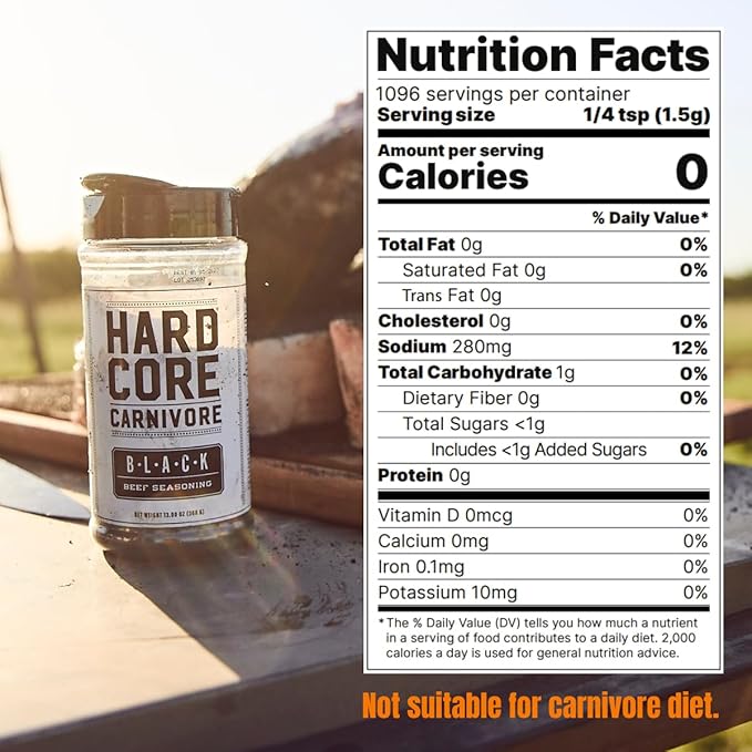 Hardcore Carnivore Black: Activated Charcoal Meat Seasoning Rub (58 oz Mega Pack) Texas-Made Blend for Steak Brisket Burgers BBQ Grilling and Smoking