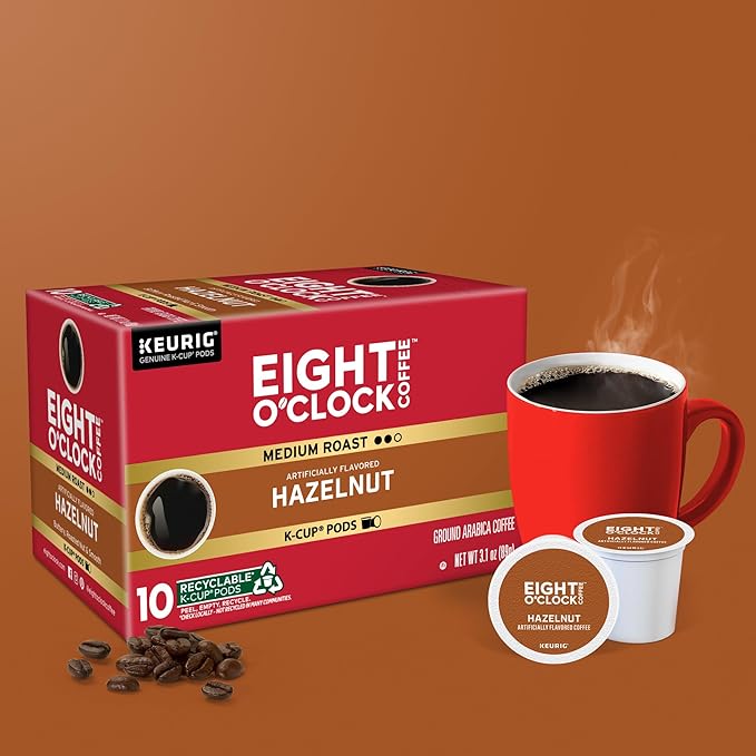 Eight O'Clock Coffee Hazelnut Single-Serve Coffee K-Cup Pods Medium Roast 60 Count