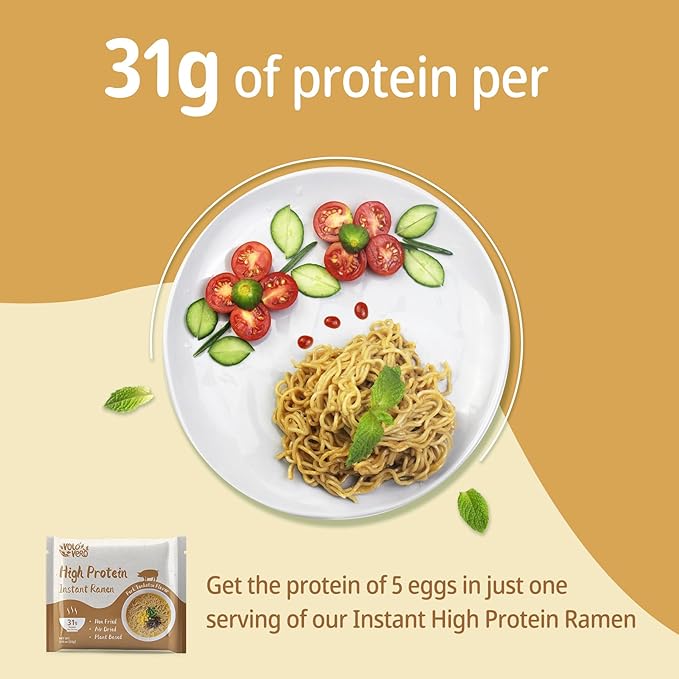 VOLO VERO High Protein (31g) Instant Ramen Pork Tonkotsu Flavor Soup Plant-Based Air-Dried Non-Fried Low Carb Egg-Free Dairy Free Healthy Meal Ready to Eat 8 Pack